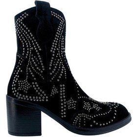 Resim Albini 26104752 Hakiki Nubuk Deri Kadın Bot Siyah 