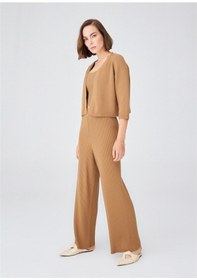 Resim Peraluna Kısa Kaşmir Karışım Kadın Triko Bolero Camel Melanj Camel 