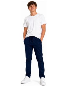 Resim 4bb2 Çocuk Lacivert Full Likralı Destan Kumaş Ribana Bel Lastikli Okul Pantolonu 