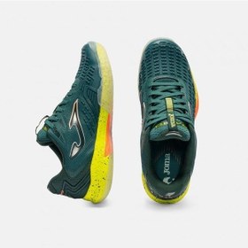 Resim Joma Traps2617c Rapid Toprak Kort Erkek Tenis Ayakkabısı Yeşil / Turuncu Petrol 