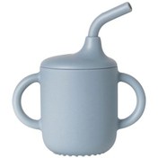 Resim Maiyame Mavi Yemek Grubu Silikon Bebek İçme Bardağı - Çift Kollü, Pipetli, Düşme Dayanıklı, 3 Aydan Büyük Bebekler İçin Koyu Mavi 