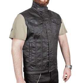 Resim TheBikerJeans Black İron Vest Kot Motosiklet Yeleği 