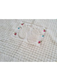 Resim Güldestan Nakışlı Ayak Havlusu Beyaz Beyaz 