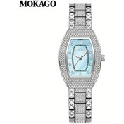 Resim Fochsia Mokago Lüks Kuvars Saati Silvery Blue Pembe Kadran Ve Tarih Pencereli 3atm Su Geçirmez Diğer 