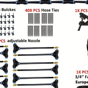 Resim 20m Mikro Damlama Sulama Kiti, Ayarlanabilir 7.87" Pirinç Sis Nozulu - Verimli Balkon & Seracılık Bahçeciliği için Otomatik Sulama Sistemi, Avrupa-Amerikan Standartı, Elektrik Gerektirmez 