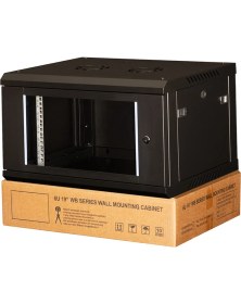 Resim LANDE - 6U 19" Duvar Tipi Rack Kabinet - Genişlik: 600 mm | Derinlik: 600 mm - Siyah (Demonte) 