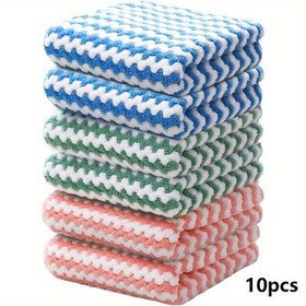 Resim 10 Adet Süper Yumuşak Mikrofiber Körpeli Bulaşık Bezleri - Mutfak, Banyo ve Araba için Yeniden Kullanılabilir, Makinede Yıkanabilir Temizlik Havluları 