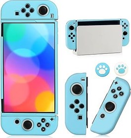 Resim Nintendo Switch OLED Konsol Güncellenmiş Sürüm için Yerleştirilebilir Kılıf, 2 Parmak Kavrama Kapaklı Yumuşak TPU Koruyucu Kapak 