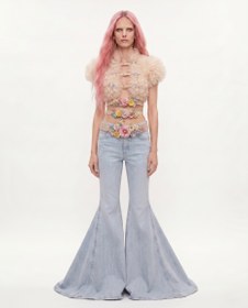 Resim RUFFLED TULLE CROPPED BOLERO JACKET WITH 3D PRINTED ACCESSORIES - 38 