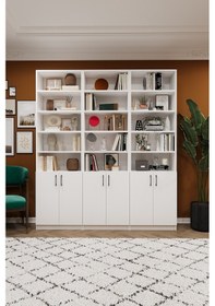 Resim Asra Trend %100 MDFLAM Beyaz Kapaklı Kitaplık K-50 