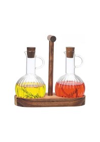 Resim Morponi 2'li Akasya Standlı Borosilikat Cam Yağdanlık-sosluk-sirkelik 300 Ml Şeffaf 