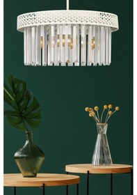 Resim Begüsa Sitrus 4.lü Beyaz Lux Kristal Taşlı Avize 