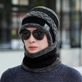 Resim Ticimark Kışlık Erkek Trend Örgü Şapka ve Boyunluk Seti Siyah 