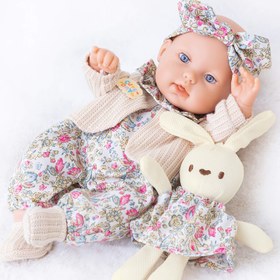 Resim 12 inç Bebek Oyuncak + Oyuncak Tavşan, Noel ve Şükran Günü Hediyesi, Giysili Yumuşak Tavşan, Moda Bebek Yumuşak ve Sıkıştırılabilir, Yeni Yıl, Paskalya ve Bahar Festivali için Mükemmel, Noel için En İyi, Şükran Günü için Mükemmel 