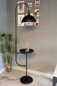 Resim Siyah Lambader Hareketli Başlık Sehpalı Modern Dekoratif Metal Oturma Odası Çalışma Odası Siyah 