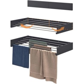 Resim Design Kurutmalık Çamaşır Askısı (GRİ-100CM) - Duvara Monte, Katlanabilir Çamaşırlık - 