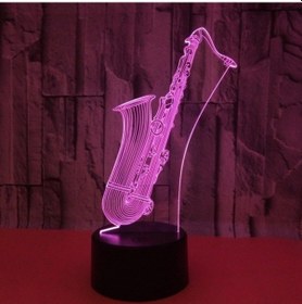 Resim Metabagua 3d Lamba Illusion Gece Lambası Kısılabilir 16 Renk Değiştirme Akıllı Dokunmatik Sihirli Saksafon Masa Işık Dekorasyon Müzik Severler Için B7rnzq Beyaz 