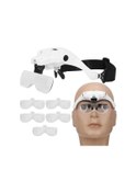 Resim Maiyame Şarj Edilebilir Baş Bandı Büyüteç, 2 Led Işık, 5 Değiştirilebilir Lens, Okuma Ve El İşi İçin Pratik 