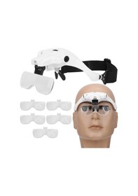 Resim Maiyame Şarj Edilebilir Baş Bandı Büyüteç, 2 Led Işık, 5 Değiştirilebilir Lens, Okuma Ve El İşi İçin Pratik 