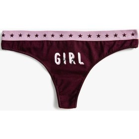 Resim Koton Pamuklu String Külot Slogan Baskılı Yıldız Detaylı Bordo Şarap 3wlk30031mk 3WLK30031MK495 Bordo 