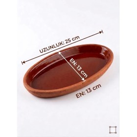 Resim Edenza Oval Sırlı Toprak Güveç Tabağı | Fırına Dayanıklı Doğal Toprak Sunum Tabağı (25 x 13 Cm) 2 Li Set 