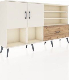 Resim Arges Konsol 7 Raflı Tek Çekmeceli 2 Kapaklı 176x30x99 Aytaşı-aytaşı/çam Aytası/atlas Çam - Aytası 