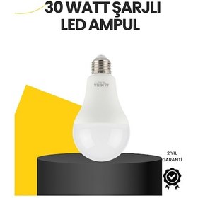 Resim Yüksek Işık Güçlü Şarjlı Led Ampul E27 30w Nrzsnt - 78 Enerji Tasarruflu 