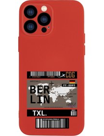 Resim mooodcase Iphone 13 Pro Uyumlu Berlin Ticket Desenli Kamera Lens Korumalı Darbe Emici Silikonlu Lansman Kılıf 