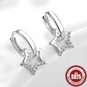 Resim 1 çift S925 gümüş rengi, moda, retro, zarif, trend, lüks, şık, tatlı, parlak, göz alıcı, sentetik zirkonya ile süslenmiş, yıldız beş köşeli yıldız, hareketli ve çıkarılabilir, boş geometri, yüksek kaliteli yaratıcı tasarım hissi, niş 