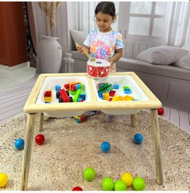 Resim Damla Toys Ekonomik Ahşap Çocuk Oyun Aktivite Ders Masası + 2 Beyaz Dar Kova 