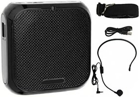Resim Kablolu Mikrofonlu Kulaklıklı Ve Kemerli Taşınabilir Şarj Edilebilir Mini Ses Amplifikatörü, Öğretmenler Için Öğretmenler Için Kişisel Ses Amplifikatörü, Sunum, Tur Rehberleri, Toplantı(Siyah) 