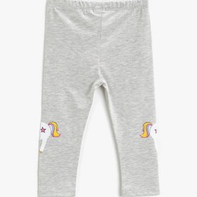 Resim Kız Bebek Unicorn Baskılı Beli Lastikli Tayt 
