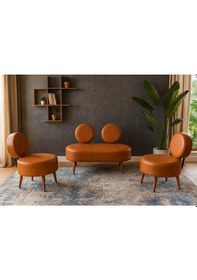 Resim Dünya Modern Deri Koltuk Takımı Şıklık Ve Konforun Buluşması Ofis & Ev Ceviz Ayak Taba Taba 