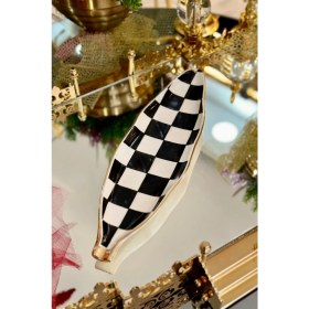 Resim Damalı Siyah Yaprak Tabak 