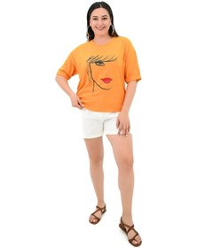 Resim Kadın Büyük Beden Yüz Baskılı T-shirt 1788-25 001 