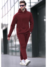 Resim Madmext Bordo Kapüşonlu Basic Eşofman Takımı 5928 Bordo 
