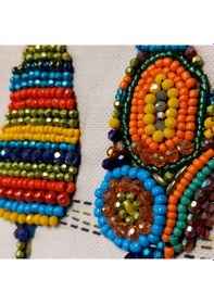 Resim Uretti - Sümeyya 2589 1714 El Yapımı Etnik Kedi Desenli Boncuk İşlemeli - Yeşil Püsküllü Clutch Çanta Beyaz 