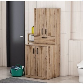 Resim Çamaşır Makinesi Dolabı Poyraz Çırağan Ceviz 