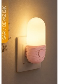Resim Gece Lambası Elips Tip 2 Mod Sarı-beyaz Işık Tuşlu Koridor Hol Işığı Uyuma Işığı Pembe K7064 