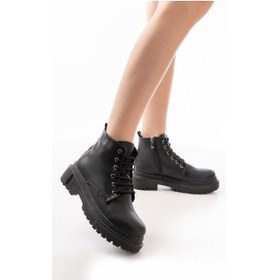 Resim Siyah Bağcıklı Fermuarlı Günlük Kadın Bot Resimdeki Renk 