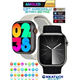 Resim Onkatech Watch 9 Akıllı SAAT-HK9PRO Amoled Ekran Çift Kordonlu Iphone ve Android Tüm Telefonlara Uyumlu 