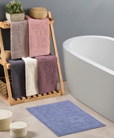 Resim Çiçekli Ayak Havlusu 1 Adet - Mürdüm 