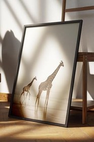 Resim Postifull Giraffes By The Dessert Çerçeveli Tablo, Dikey Duvar Tablosu Comfort Serisi No:108345;70 X 100 Siyah Çerçeveli 