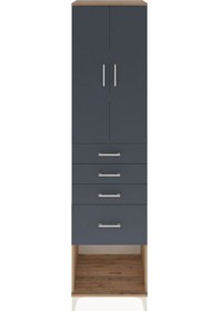 Resim Hyperion Dolap 3 Raflı 4 Çekmeceli 2 Kapaklı 60x44x243 Çam-antrasit Atlas Çam 