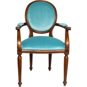 Resim Hanel Mobilya Madalyon Geniş Kollu Ahşap Mutfak Yemek Masası Sandalyesi Turkuaz 