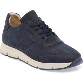 Resim Tergan Lacivert Hakiki Nubuk Deri Erkek Sneaker - E24I1AY56899-C39 