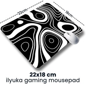 Resim Black And White Topography Map 22x18cm İlyuka Mini Boy Mousepad 
