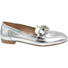 Resim Prego Ayem Taş Biye Detaylı Günlük Kadın Babet Gumüş Gumüş 