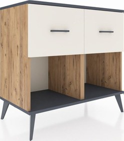 Resim Hyperion Şifonyer 2 Çekmeceli 88x44x80 Çam-antrasit/aytaşı Antrasit/aytaşı 