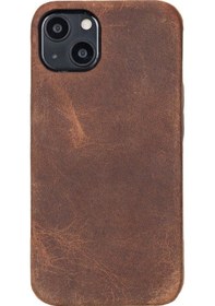 Resim iPhone Uyumlu 13 Mini Deri Arka Kapak Rock G2 Kahverengi 